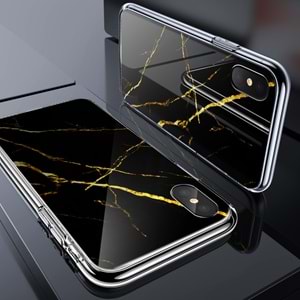 ESR iPhone XS/X Kılıf, Marble Glass,Black Gold